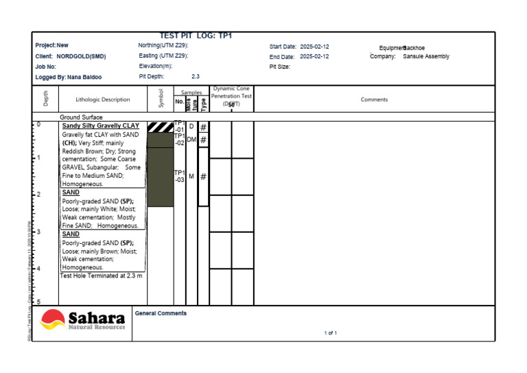 Test Pit Log for Nordgold Project | PDF | Gravel | Sedimentology