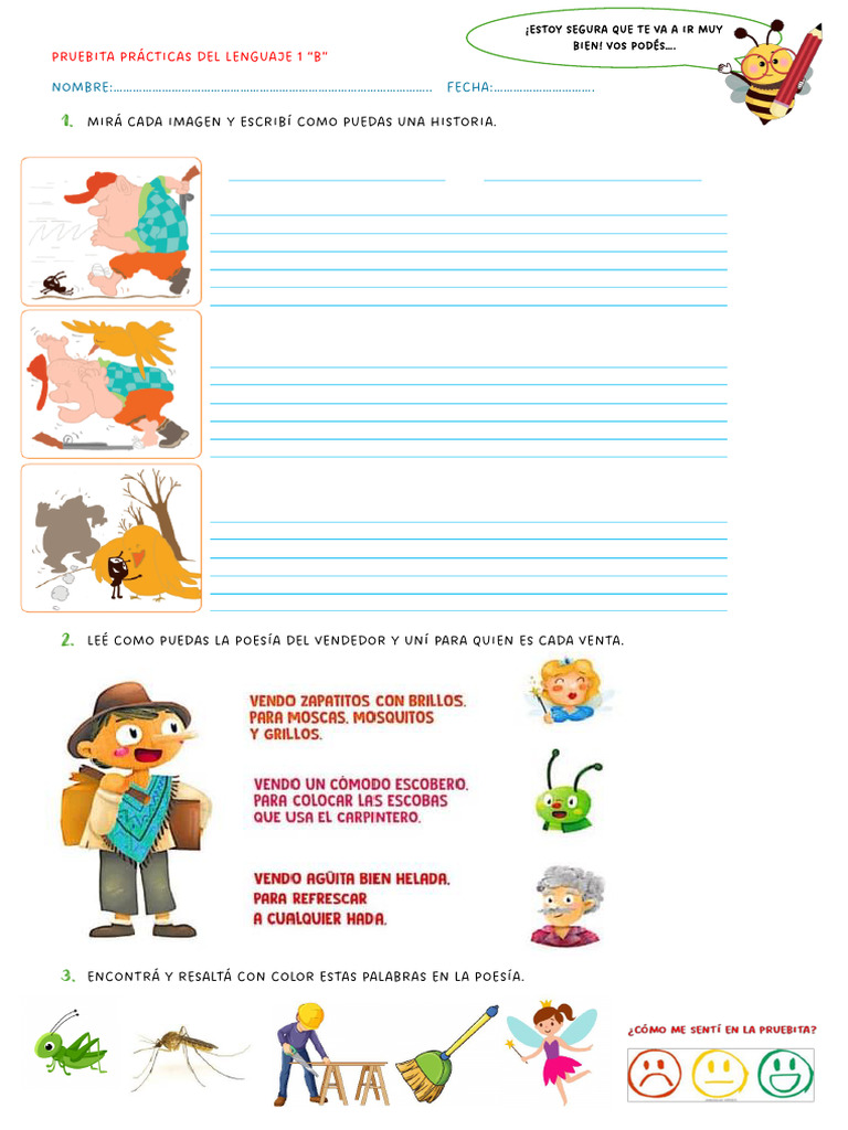 Prueba de Lenguaje para Primer Grado | PDF