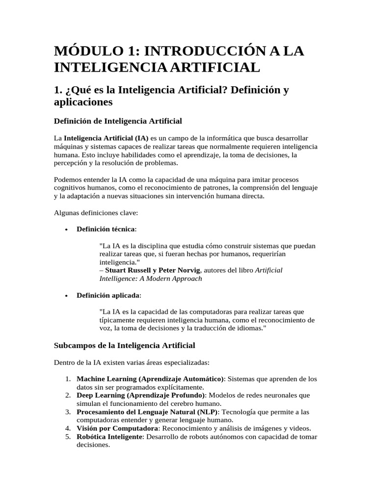 Introducción a la Inteligencia Artificial | PDF | Inteligencia ...