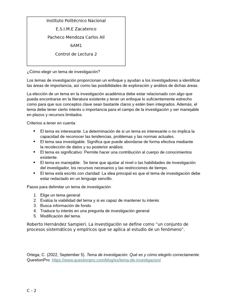 Tema de Investigación: Qué Es y Cómo Elegirlo Correctamente | PDF ...