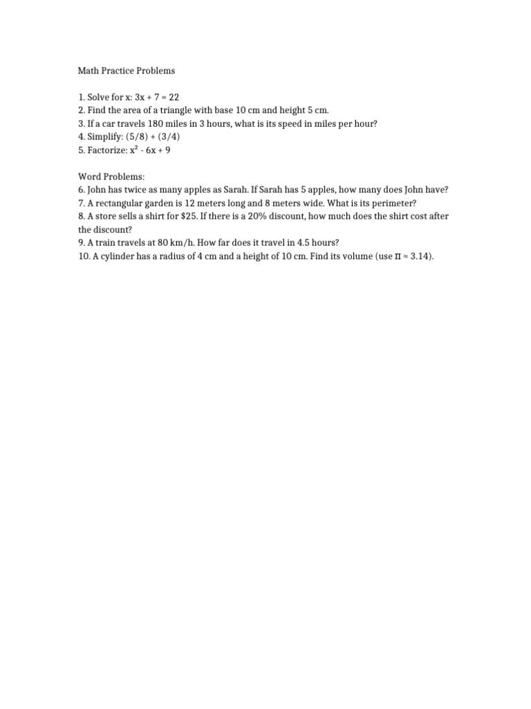 Math Worksheet | PDF