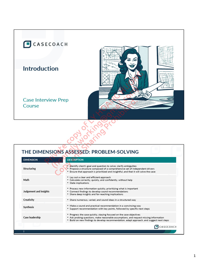 Case Interview Prep Key Dimensions Pdf Learning Cognition