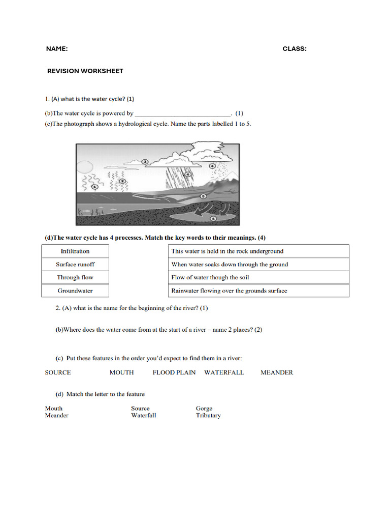 Revision Worksheet Pdf