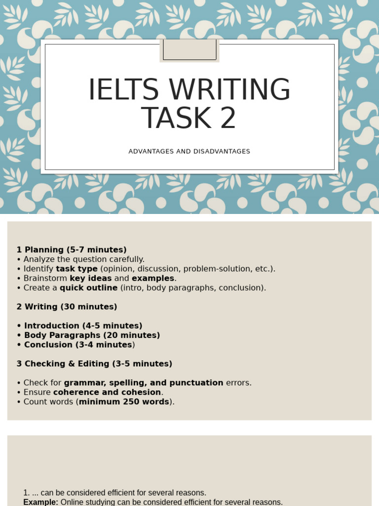 IELTS Writing Task 2 Guide: Pros & Cons | PDF