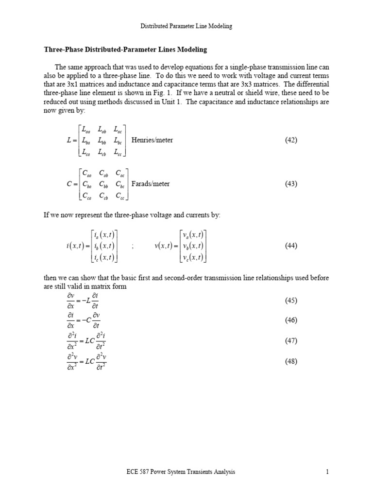 Lecture 10a - Notes - Three-Phase Distributed Parameter Line Modeling ...