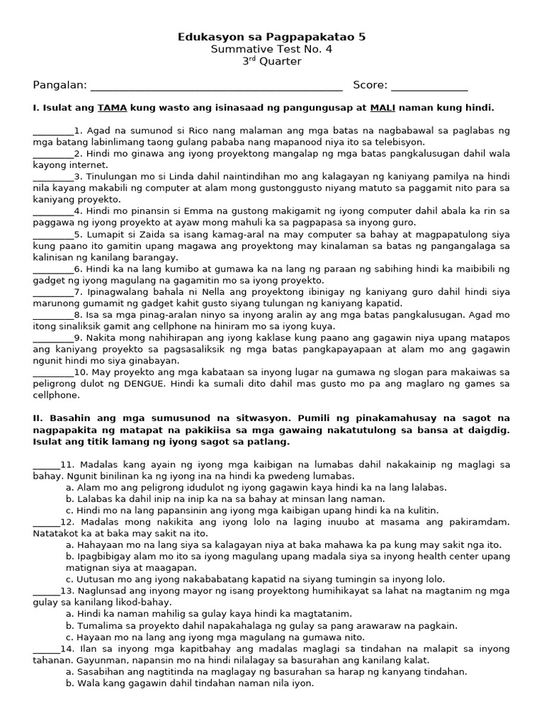 Esp5 ST4 Q3 | PDF
