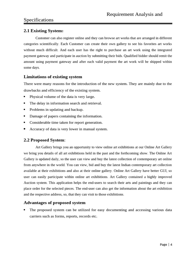 Art Gallery System Requirements Analysis | PDF | World Wide Web ...