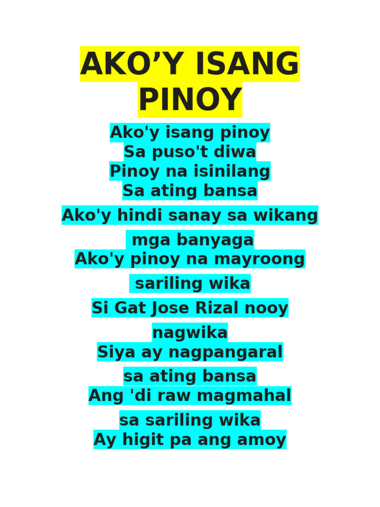 Ako'Y Isang Pinoy | PDF