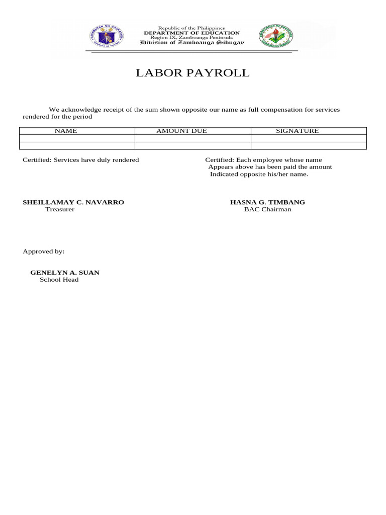 Labor Payroll Acknowledgment Form | PDF