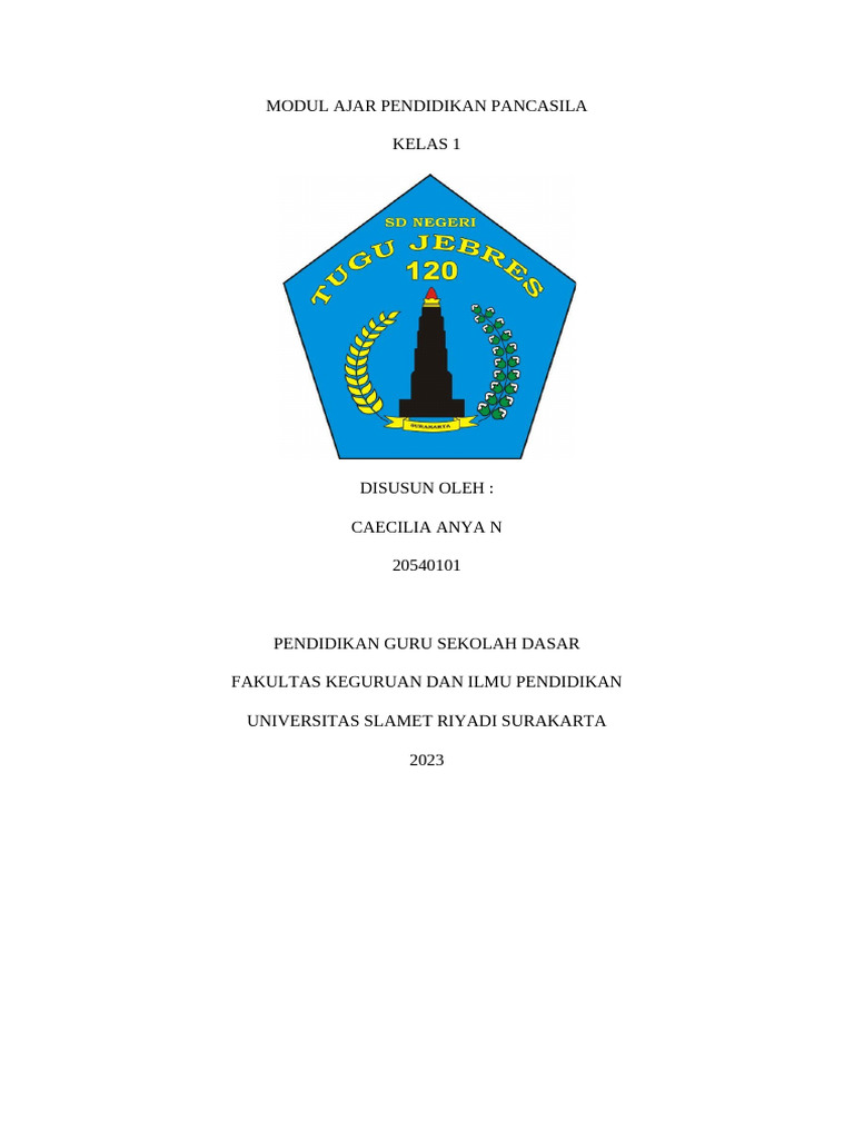 Modul Ajar Pancasila Kelas 1 SD | PDF