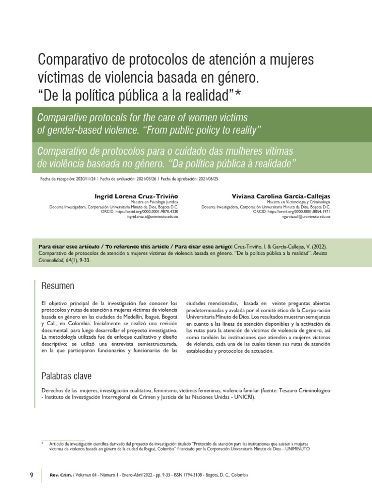 Protocolos de Atención a Mujeres Víctimas | PDF | La violencia contra ...