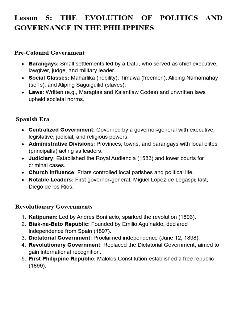 Evolution of Philippine Politics and Governance | PDF | President Of ...