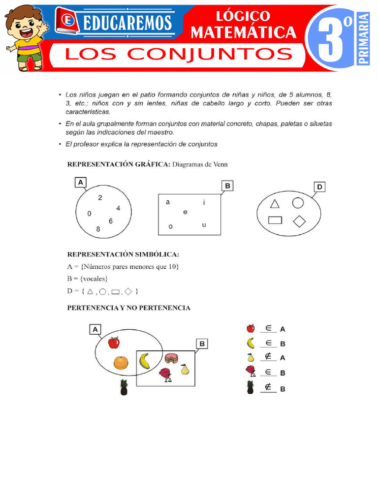 Los Conjuntos para Tercer Grado de Primaria | PDF