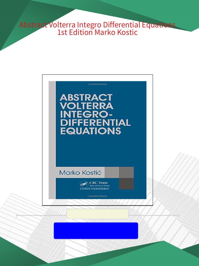 Abstract Volterra Integro Differential Equations 1st Edition Marko ...