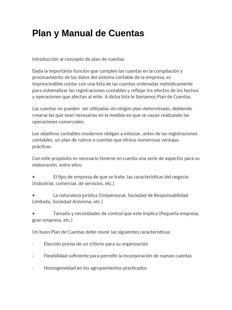 Plan y Manual de Cuentas | PDF | Contabilidad | Bancos