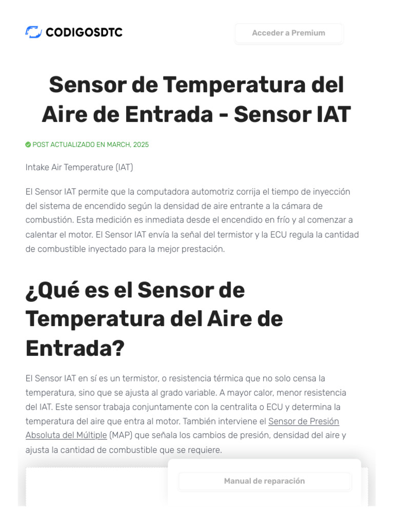 Fallas y Soluciones del Sensor IAT | PDF