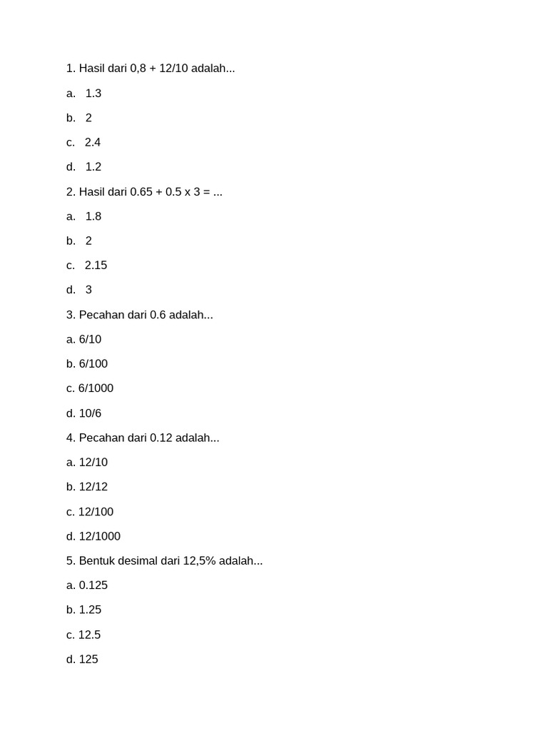 Soal Matematika Dasar dan Rasio | PDF
