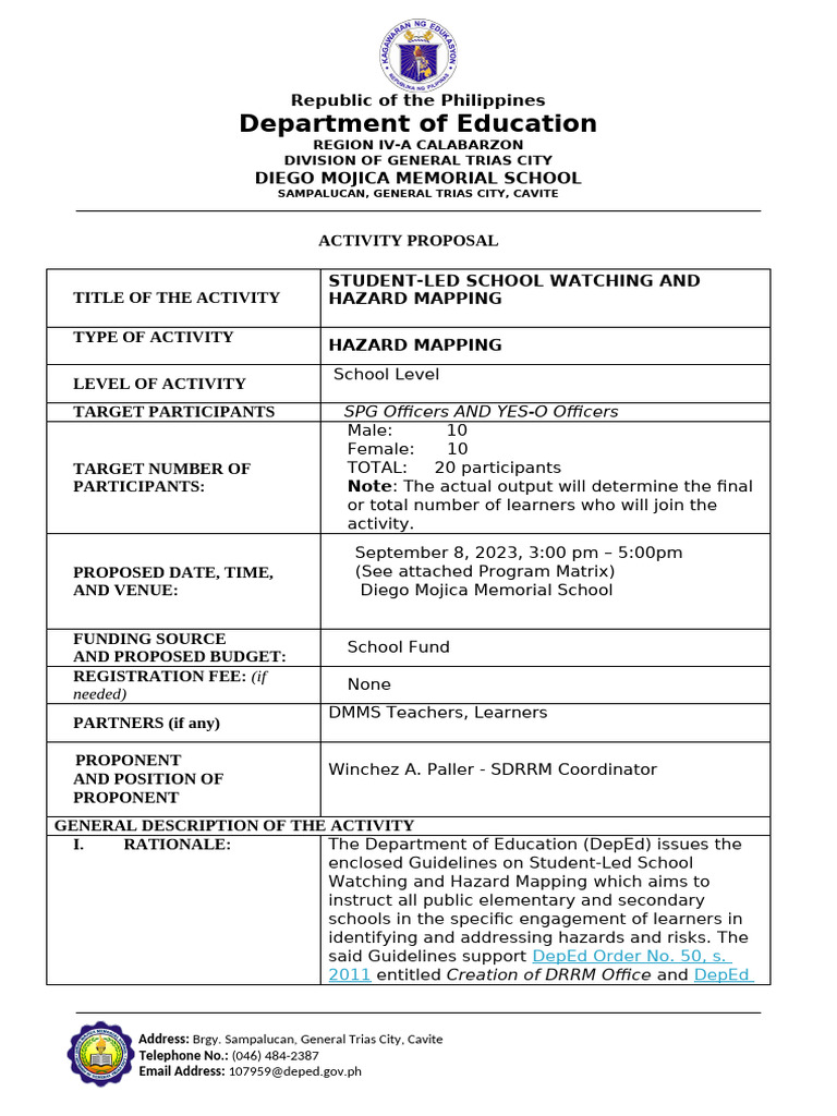 Student-Led Hazard Mapping Proposal | PDF