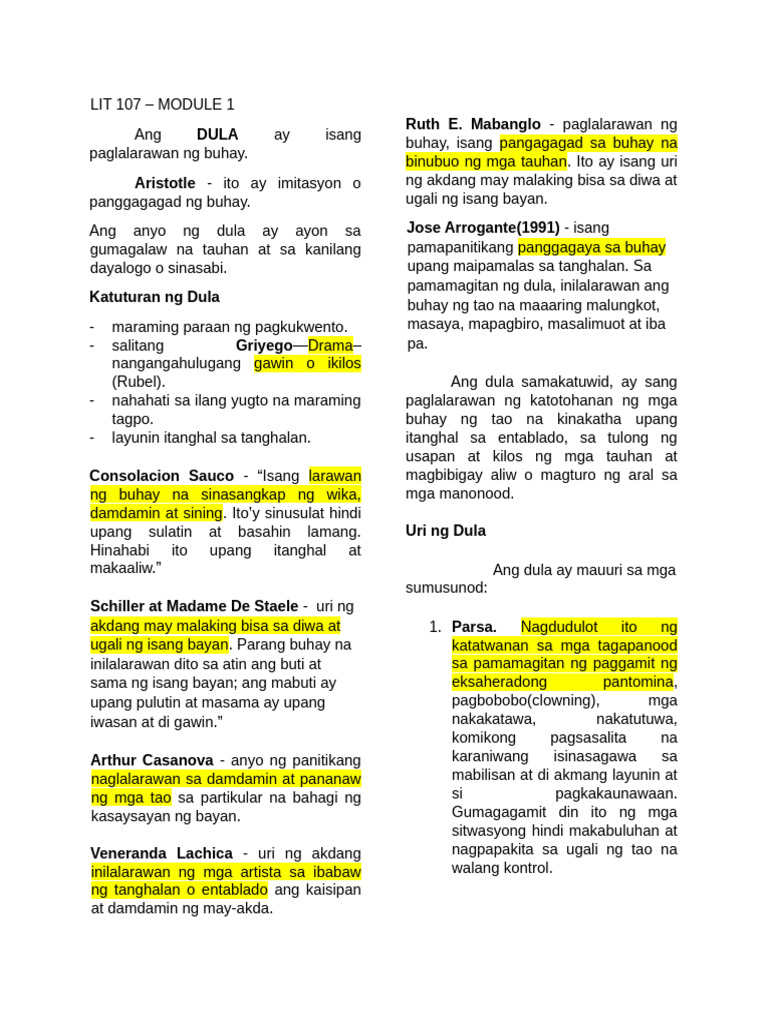 Lit 107 Prelim | PDF