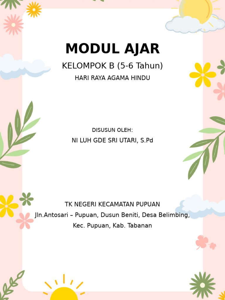 Modul Ajar Hari Raya Hindu 5-6 Tahun | PDF