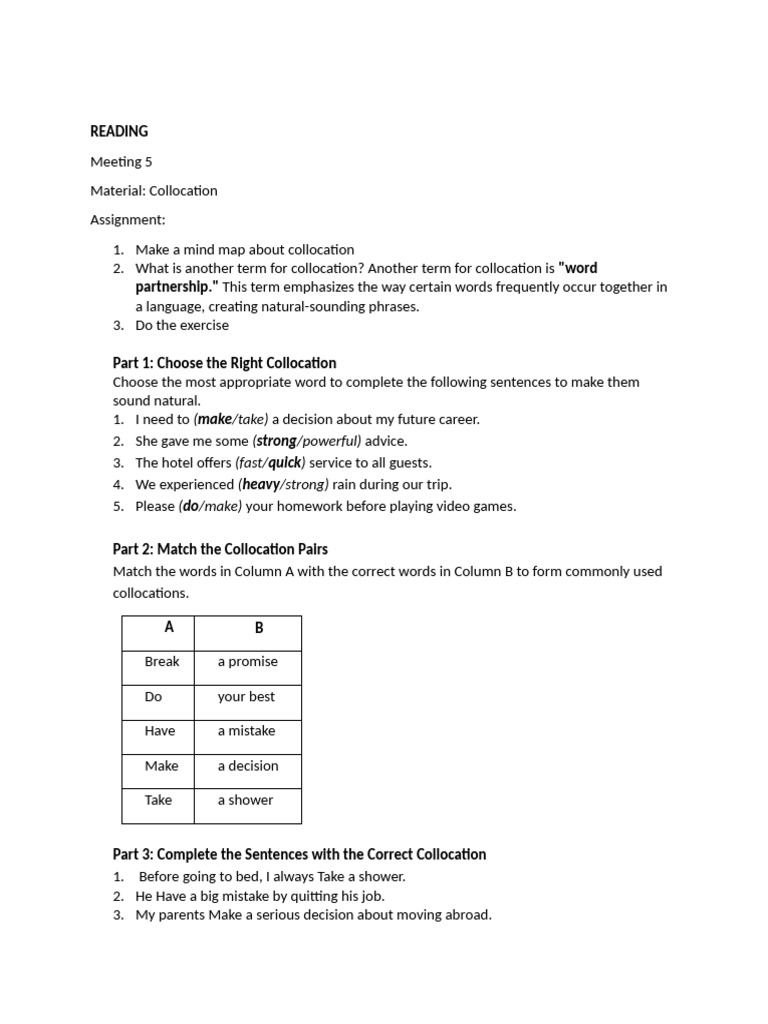 Understanding Collocations in English | PDF