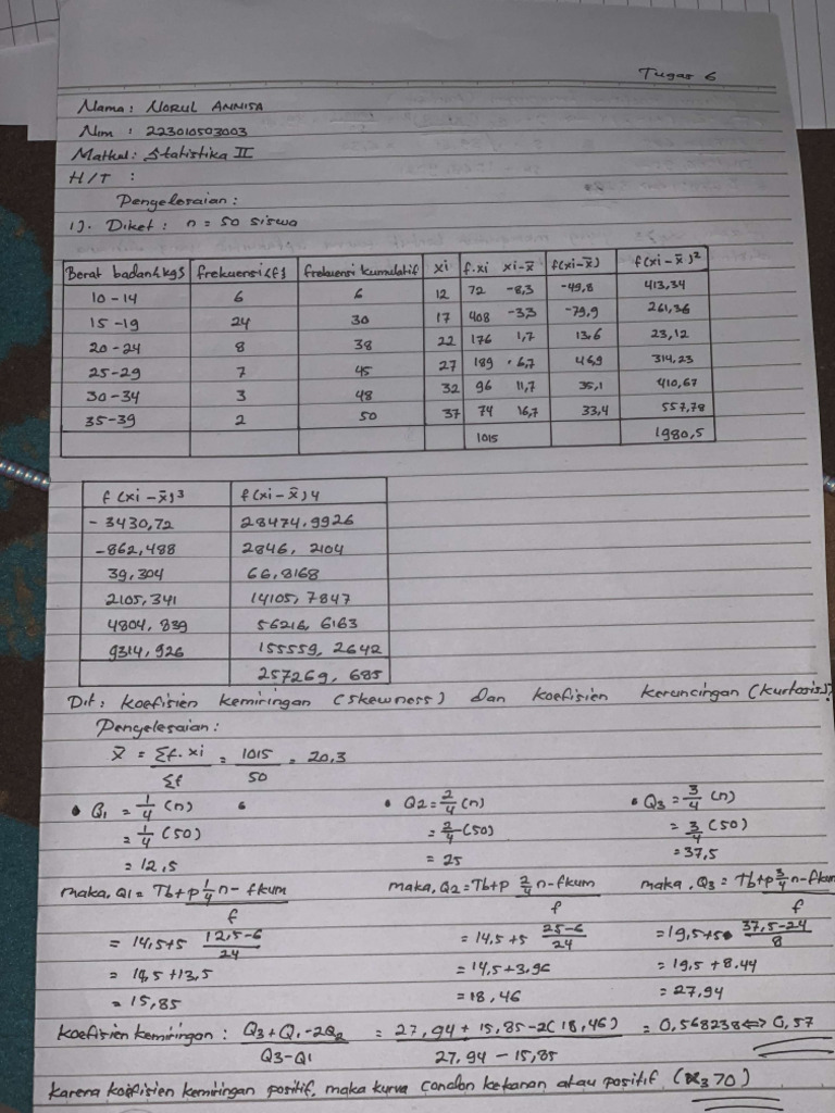Norul Annisa Statiska Ii Tugas 3 Pdf
