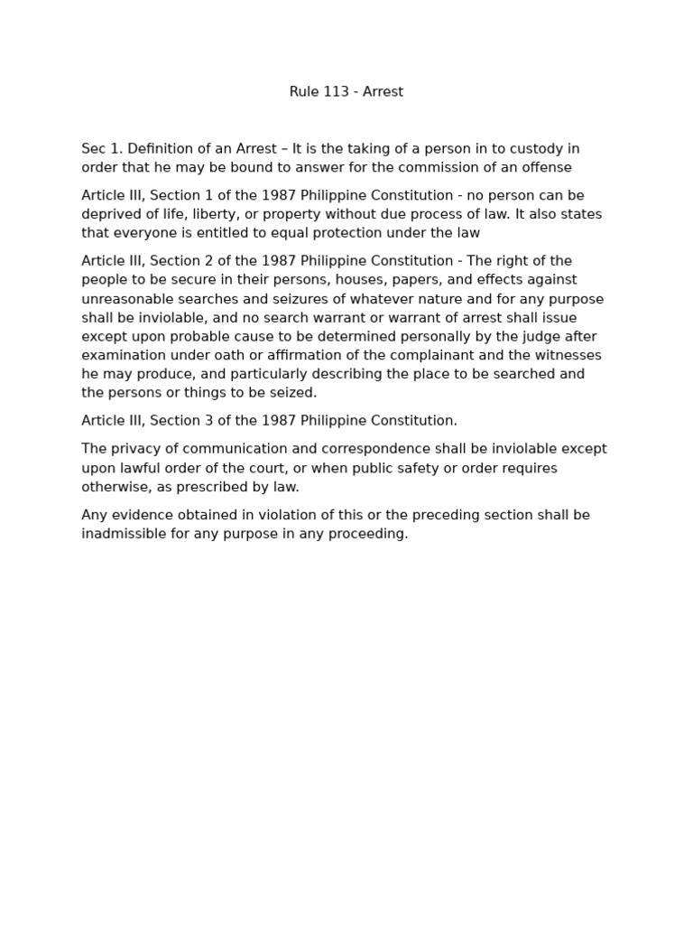 Understanding Arrest Procedures in the Philippines PDF Search And