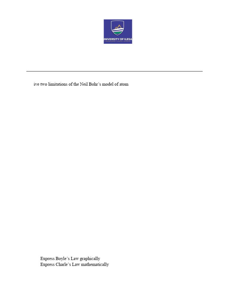 CHM 101 Tutorial Questions for 2024/2025 | PDF | Gases | Chemical Bond
