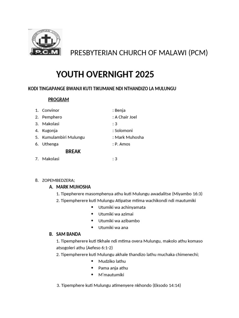 YOUTH OVERNIGHT PROGRAM 2025 | PDF
