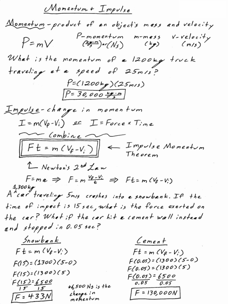 Momentum+&+Impulse+Notes+1+of+2+(Page+93+of+ISN) | PDF