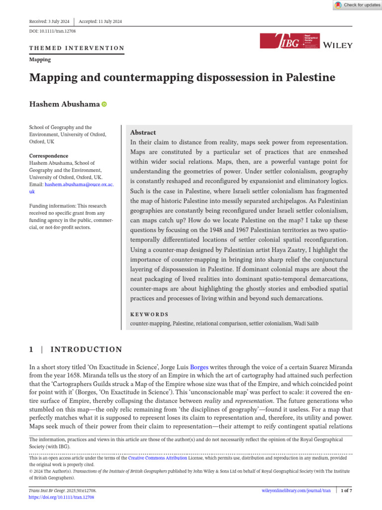 Counter-Mapping Dispossession in Palestine | PDF | Green Line (Israel ...