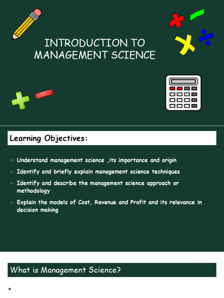 Introduction To Management Science Techniques Pdf Science Profit