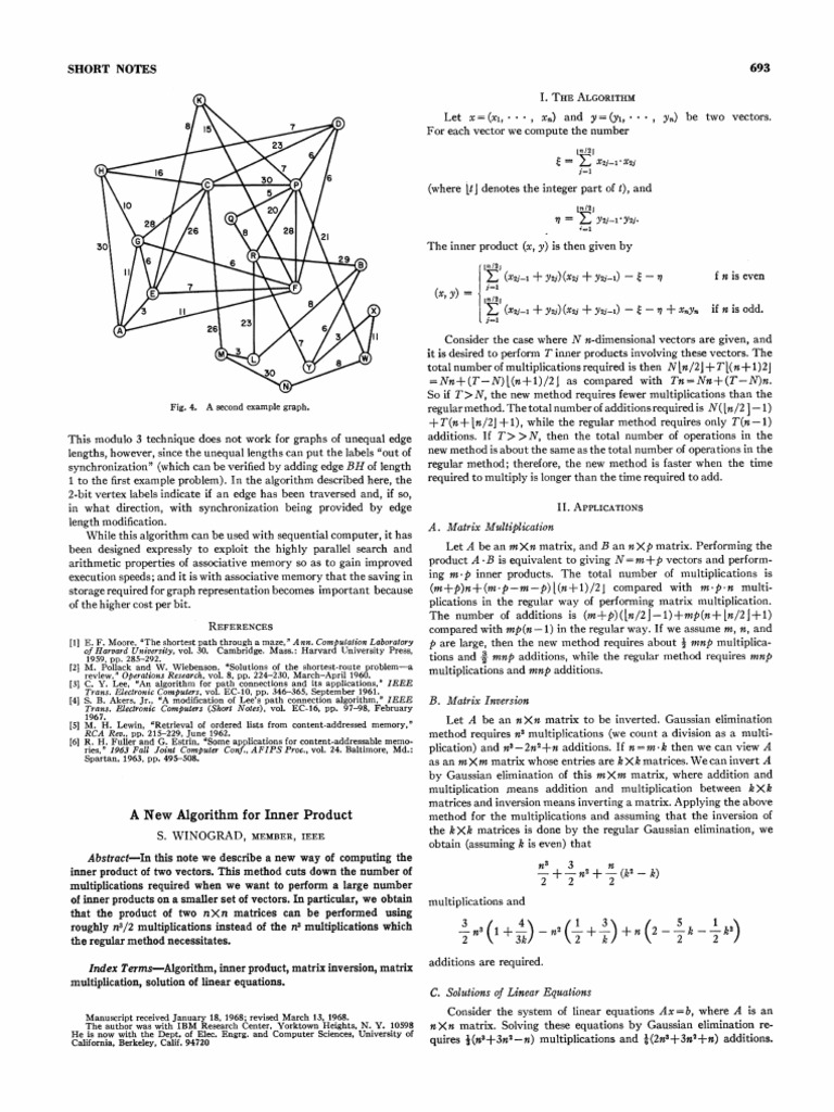 Winograd's Inner Product Algorithm | PDF | Matrix (Mathematics ...