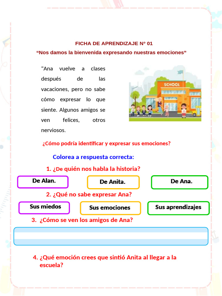 Actividades para Expresar Emociones en 3° | PDF | Las emociones ...