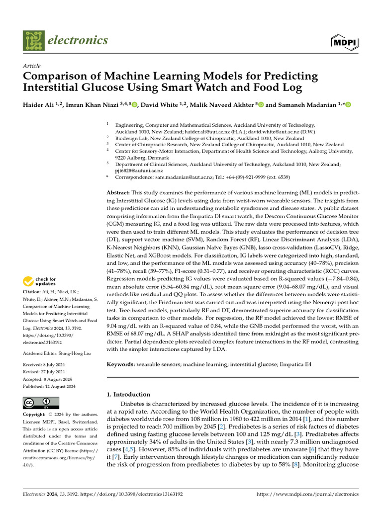 Comparison of Machine Learning Models For Predicti | PDF | Prediabetes ...