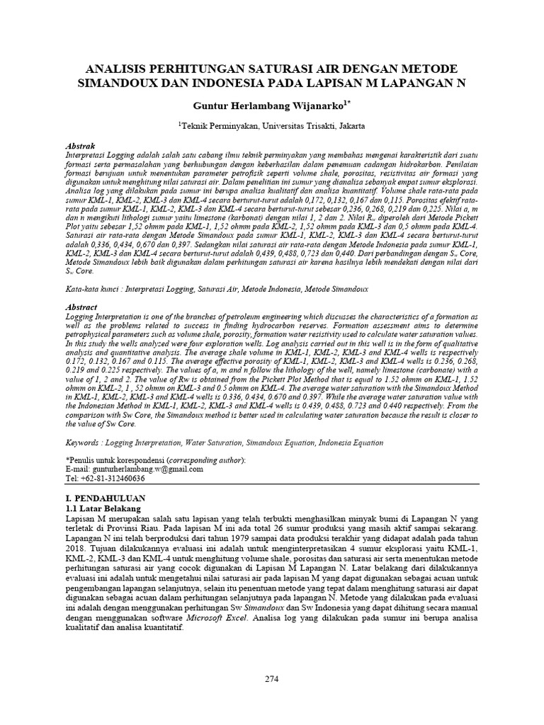 Analisis Saturasi Air Metode Simandoux | PDF
