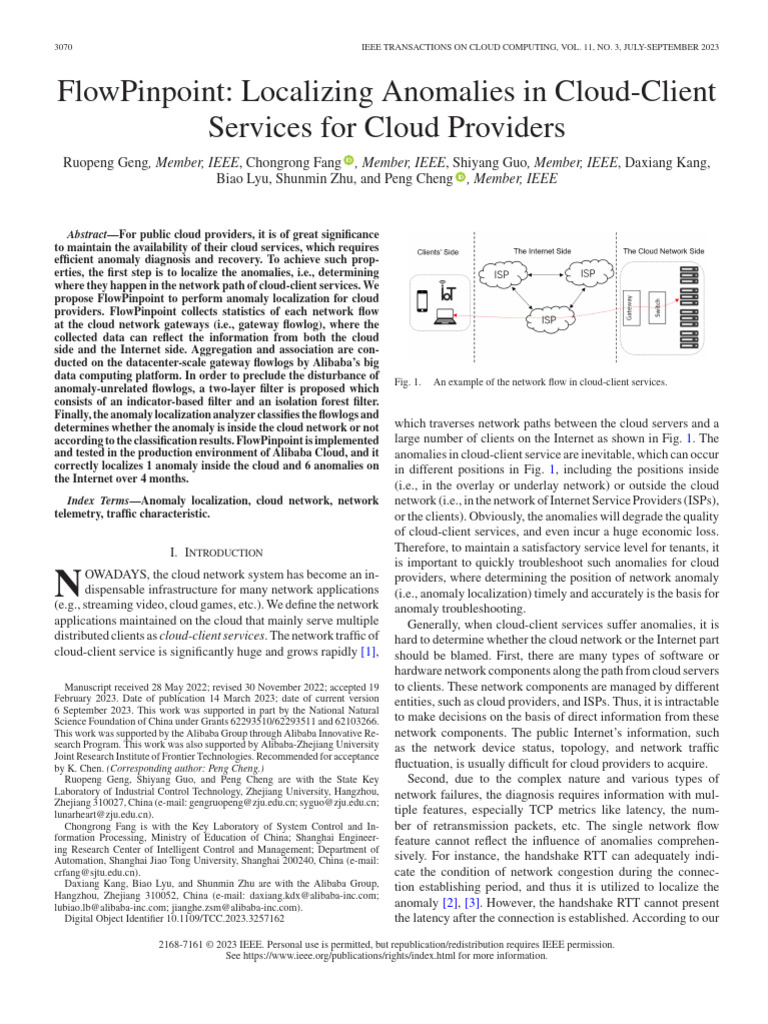 Localizing Cloud Anomalies with FlowPinpoint | PDF | Computer Network ...
