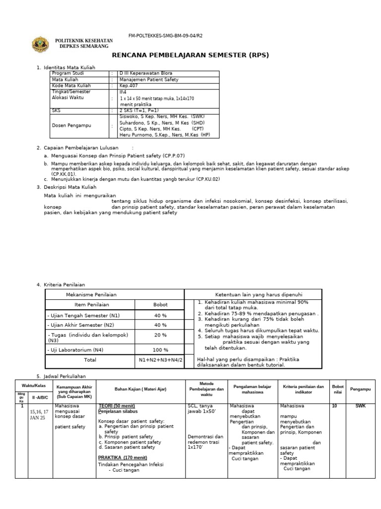 RPS Manajemen Patient Safety Keperawatan | PDF