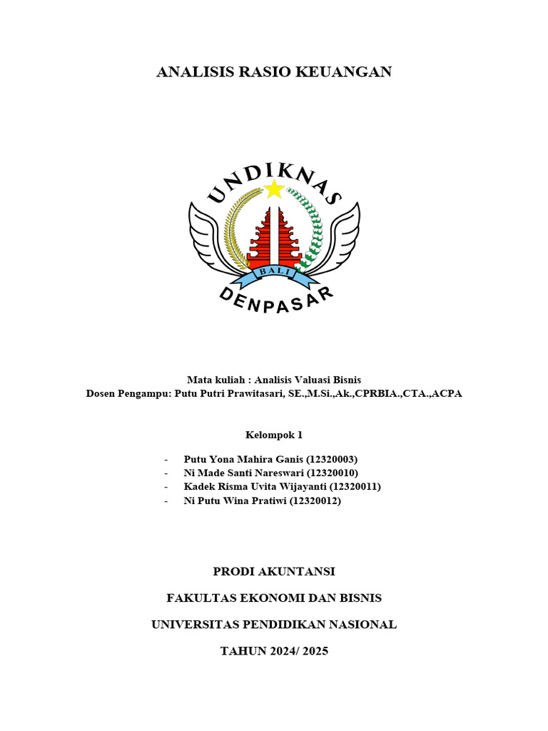 Ringkasan Rasio Keuangan (Kelompok 1) | PDF