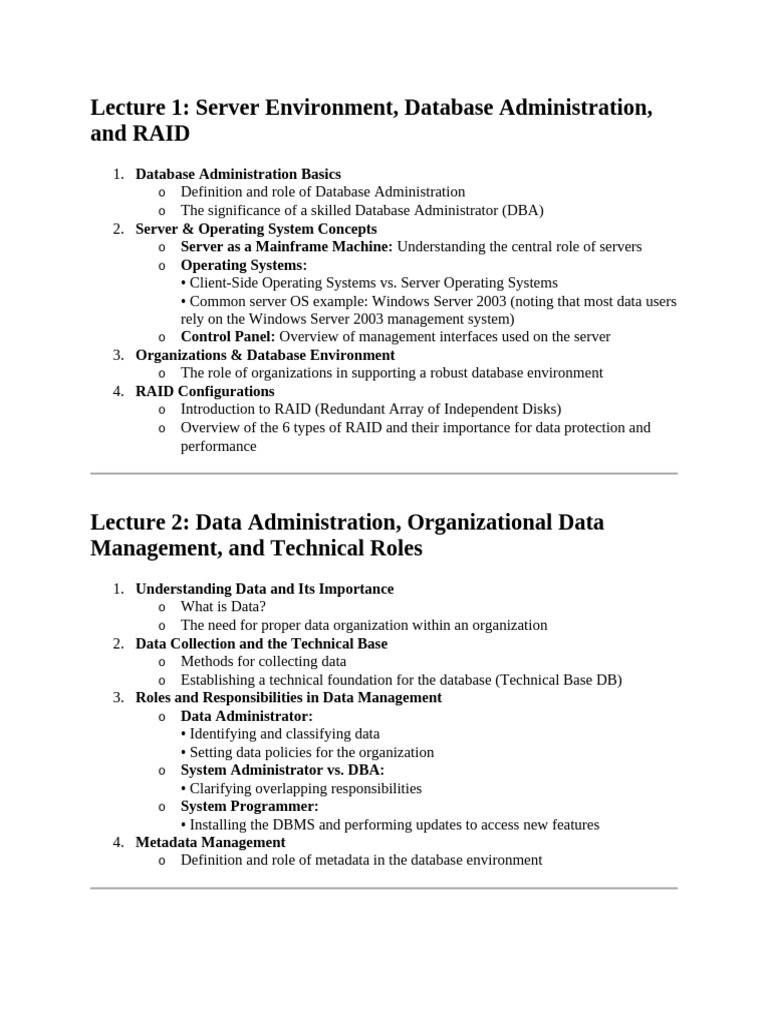 Database Administration and Management Essentials | PDF | Databases ...