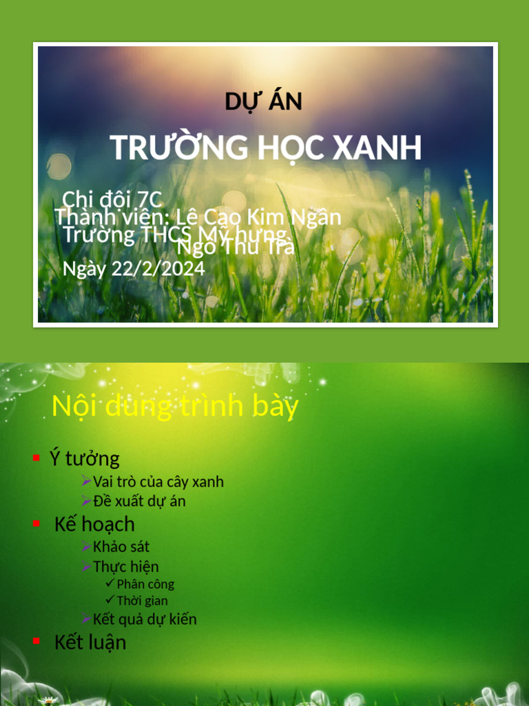 Du An Truong Hoc Xanh Ngan Tra7c | PDF