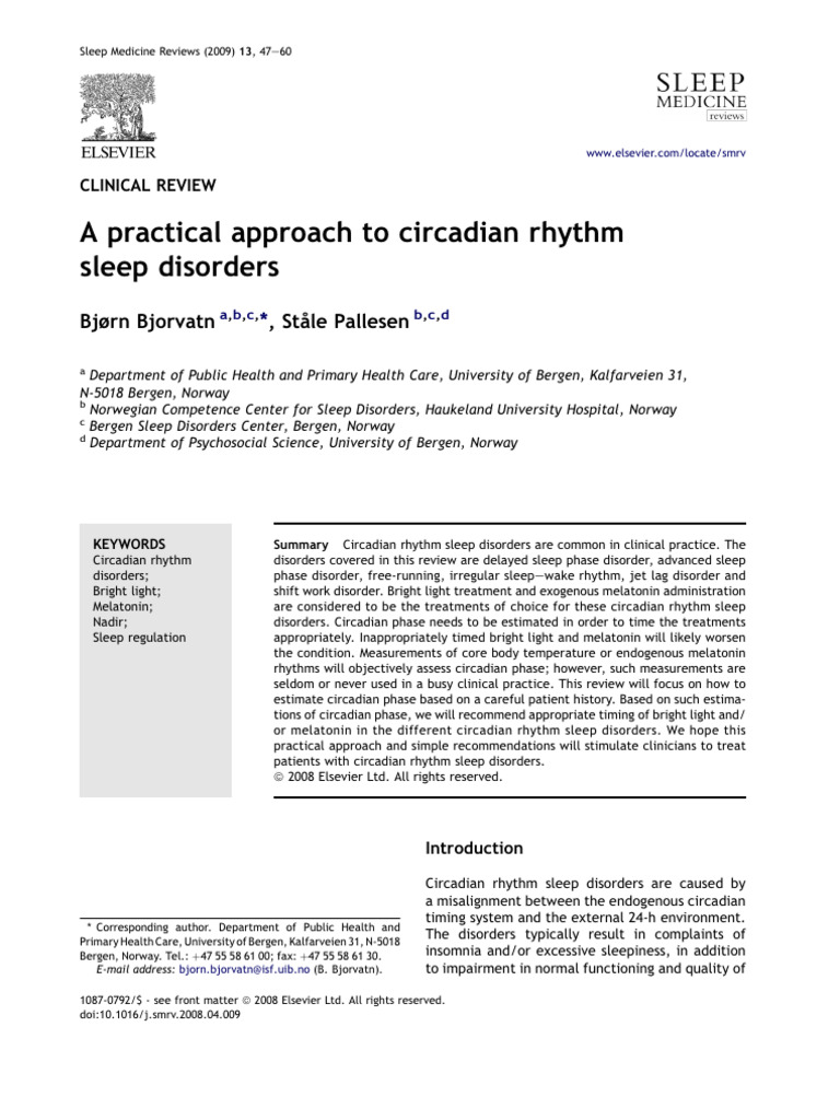 Practical Guide to Circadian Sleep Disorders | PDF | Sleep | Circadian ...