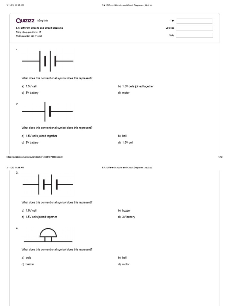 Circuit Drawing Practice Answers | PDF | Series And Parallel Circuits