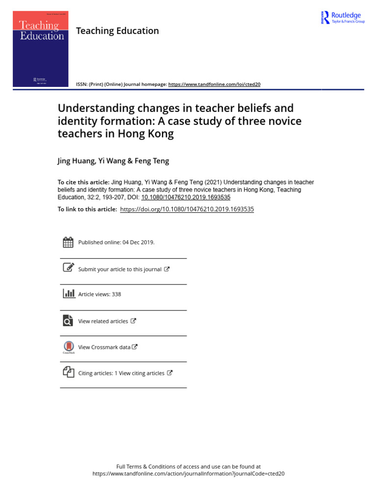 Huang Et Al 2021 Understanding Changes in Teacher Beliefs and Identity ...