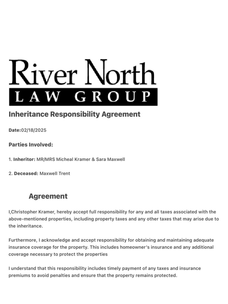 Inheritance Responsibility Agreement Template | PDF