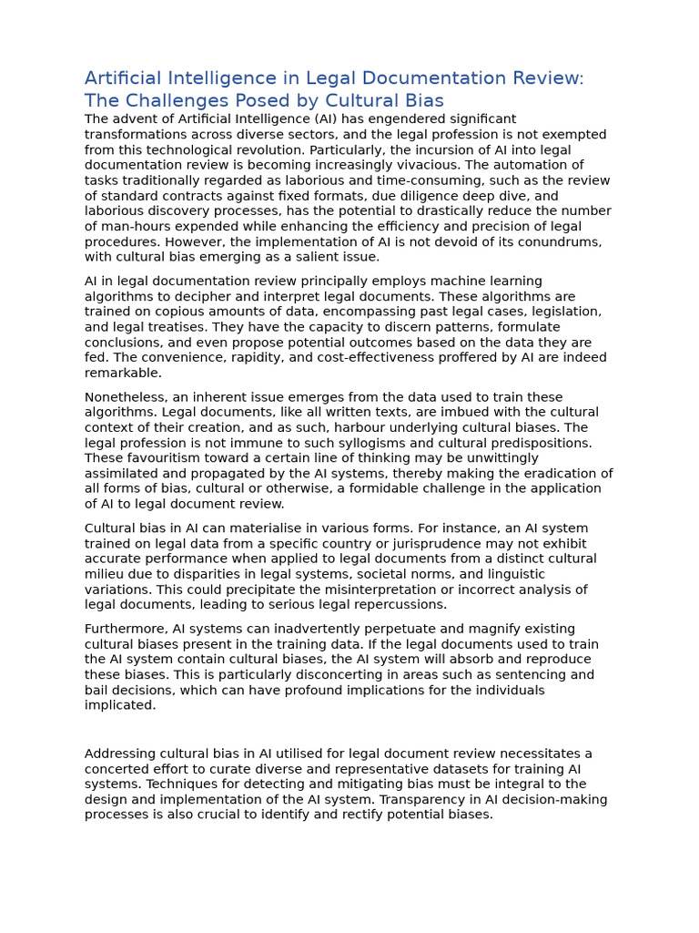 AI Bias in Legal Document Review | PDF | Artificial Intelligence ...