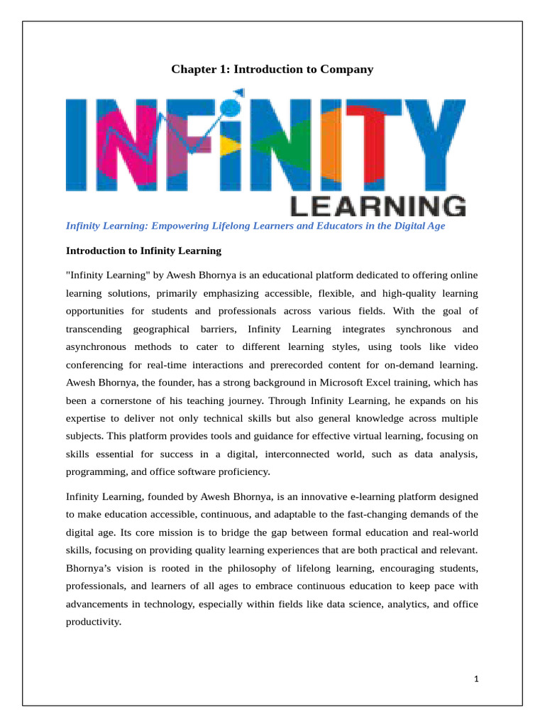 Infinity Learning: E-Learning for All | PDF | Learning | Marketing