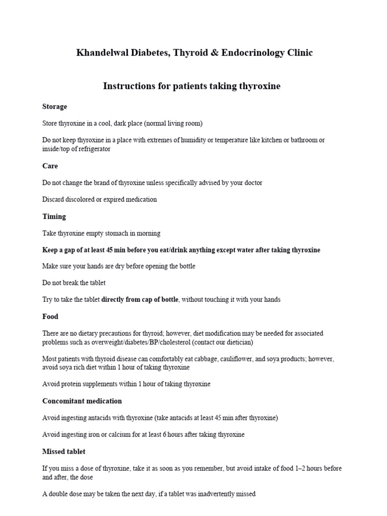 Thyroid Instructions 2 Pdf Hypothyroidism Medical Specialties