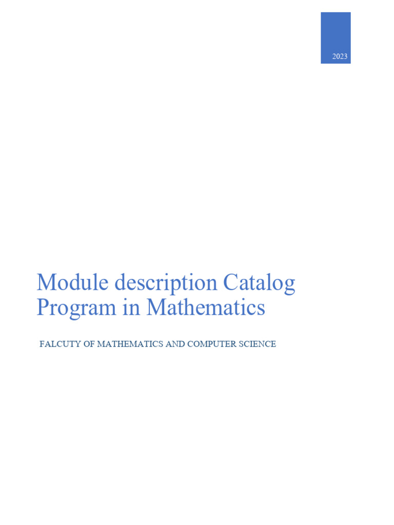 Mathematics Program Module Catalog 2023 | PDF | Partial Differential ...