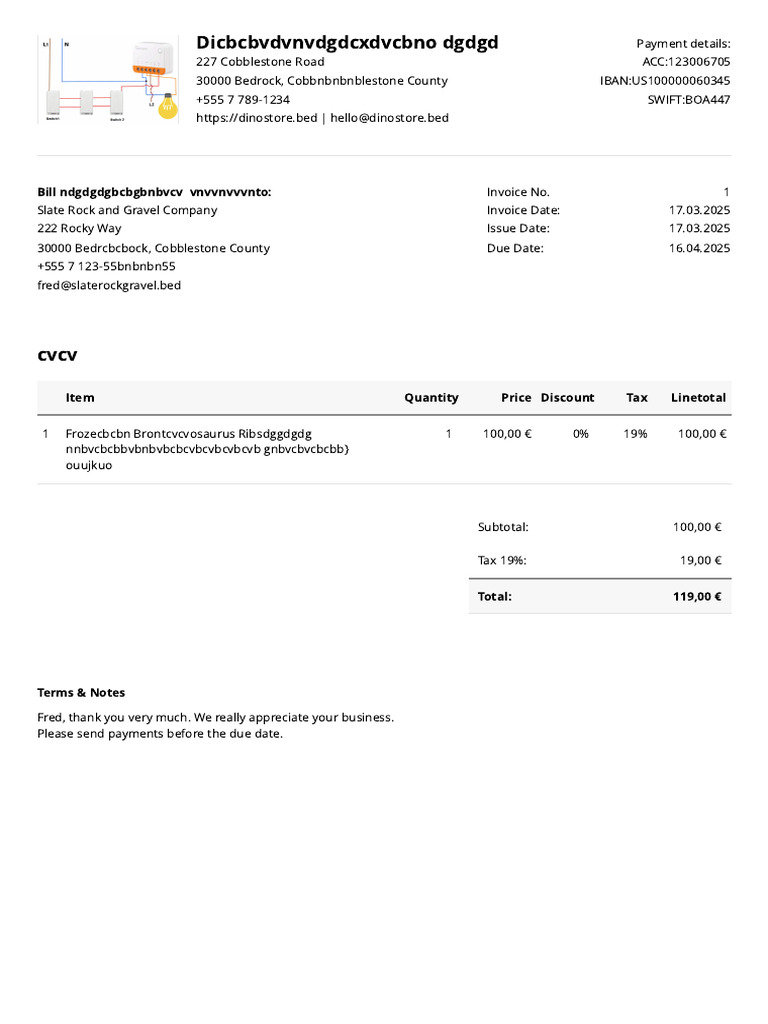 Invoice for Slate Rock and Gravel Company | PDF